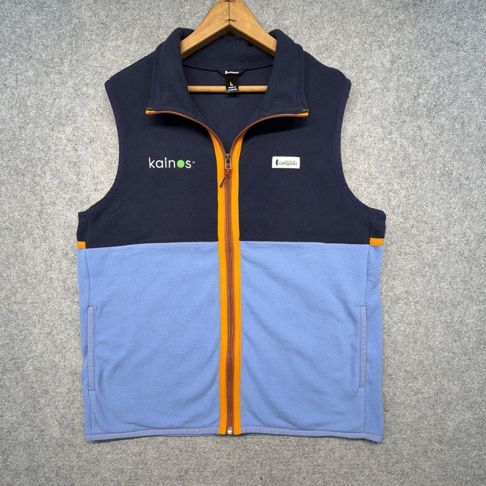 Cotopaxi Full Zip Fleece Vest Men's Large Colorblock Lightweight Pockets Logo